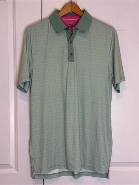 Graham Luxe Therry Green Pink Short Sleeve Golf Polo Shirt M